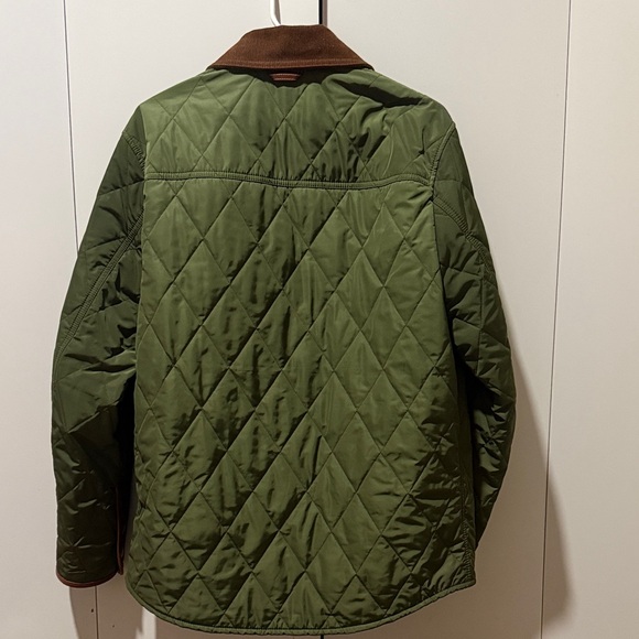 Coach Men's Olive Quilted Jacket with Brown Collar good condition - Picture 2 of 9